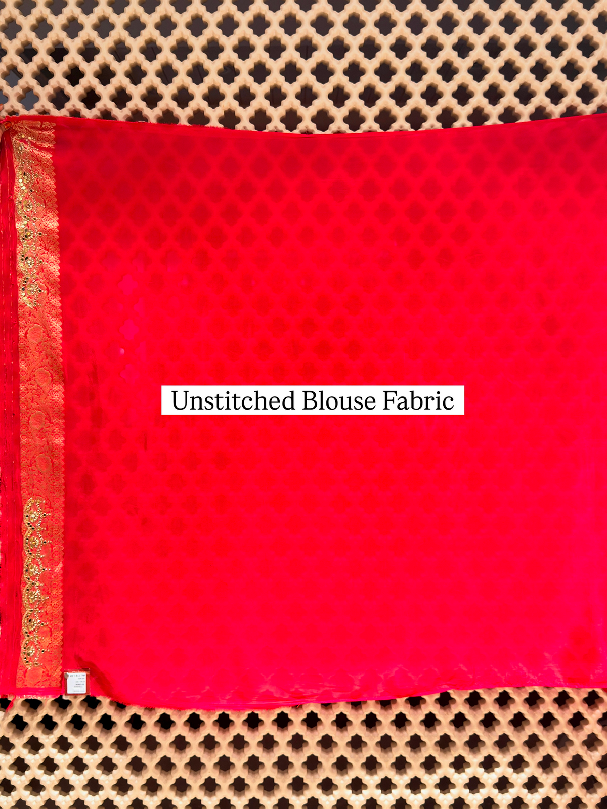 Regal Crimson Red Saree in Khaddi Georgette Fabric with Gota Patti & Cutdana Work