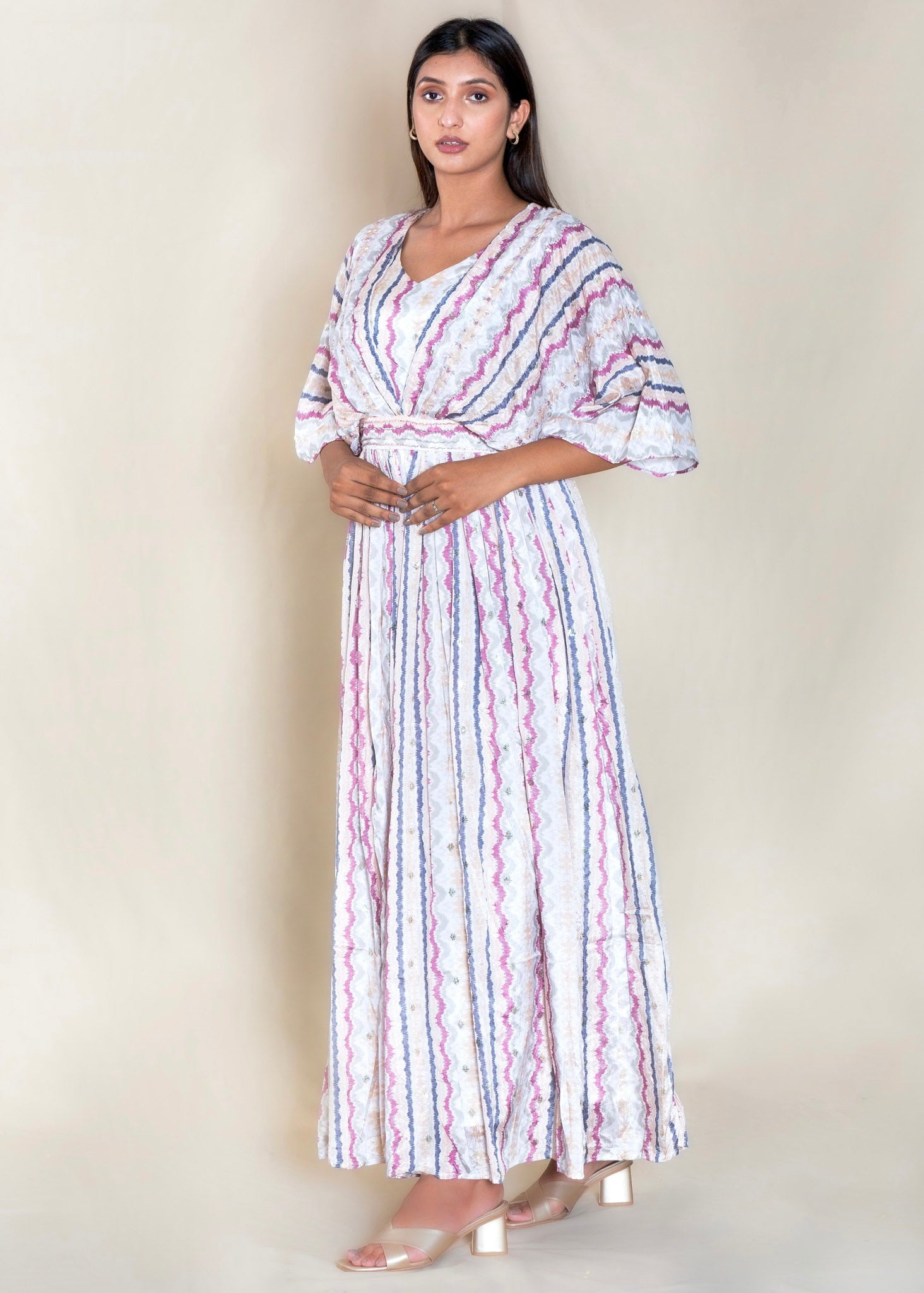 White Printed Kaftaan Style Dress