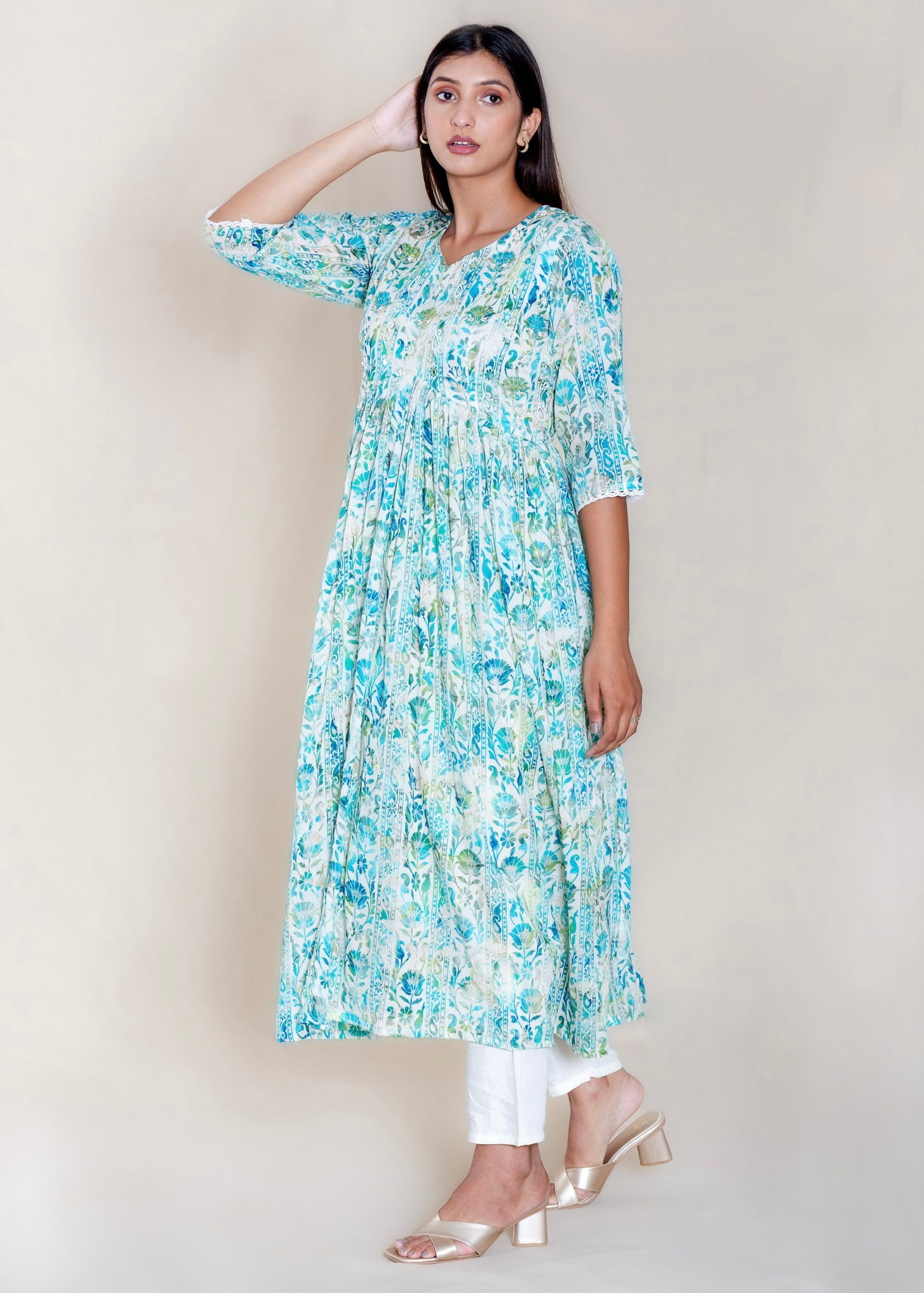 Blue Printed Cotton Kurti