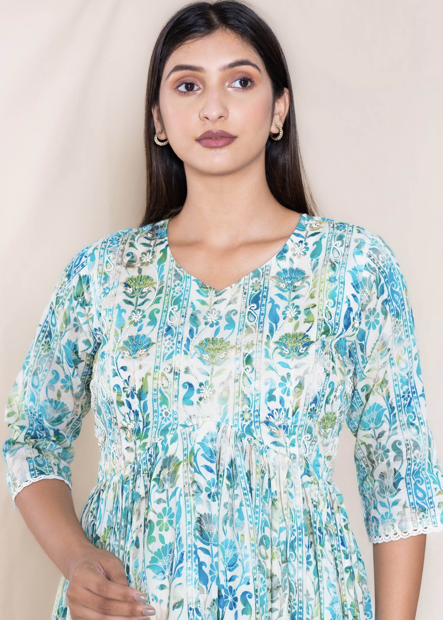 Blue Printed Cotton Kurti