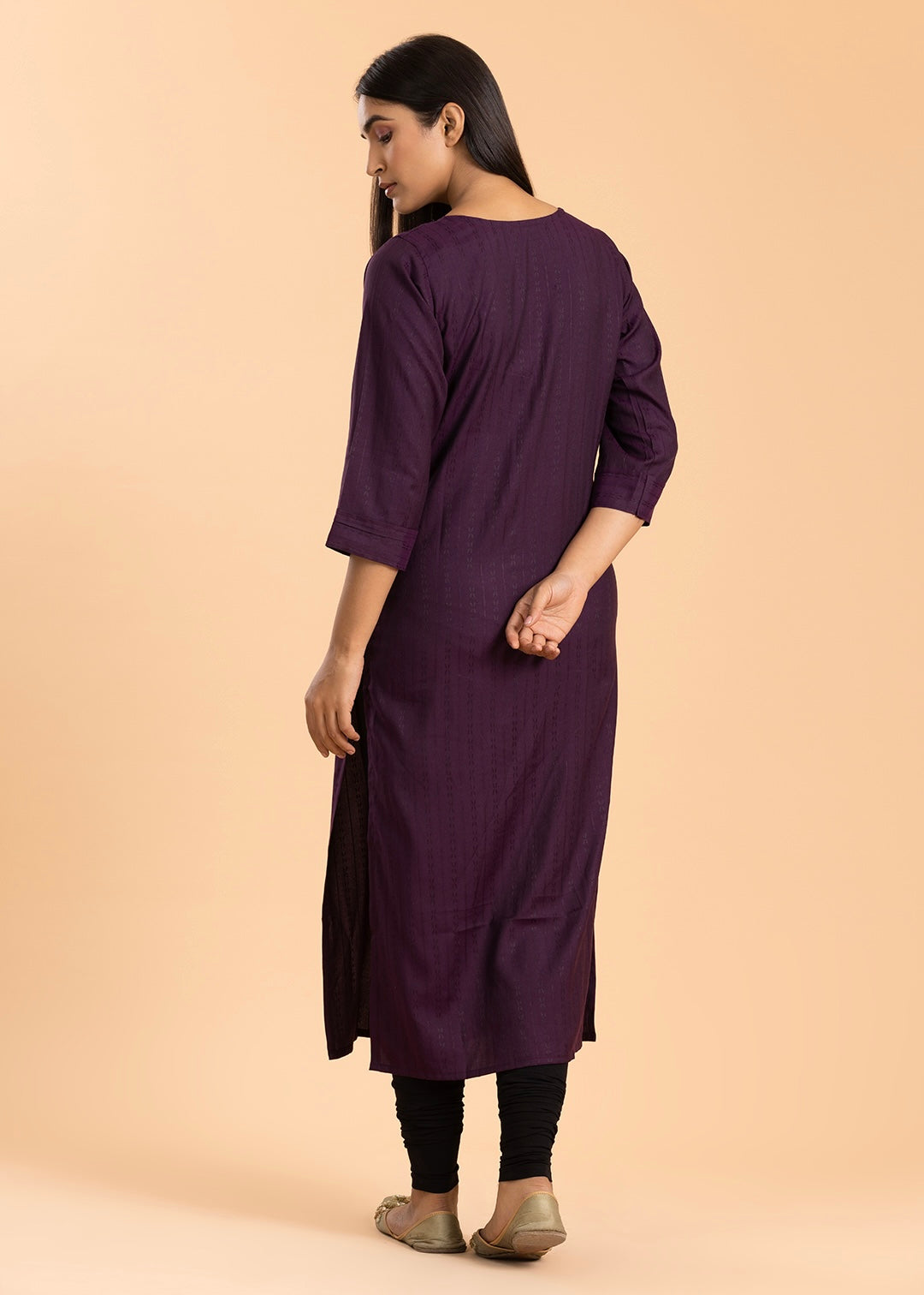 Purple Solid Rayon Cotton Kurti