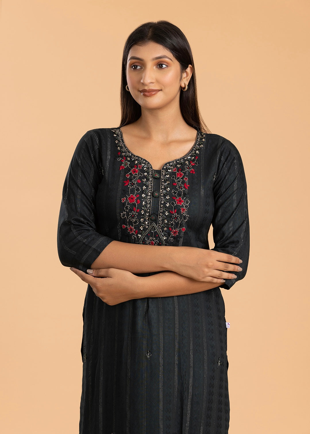 Black Yoke Design Rayon Cotton Kurti