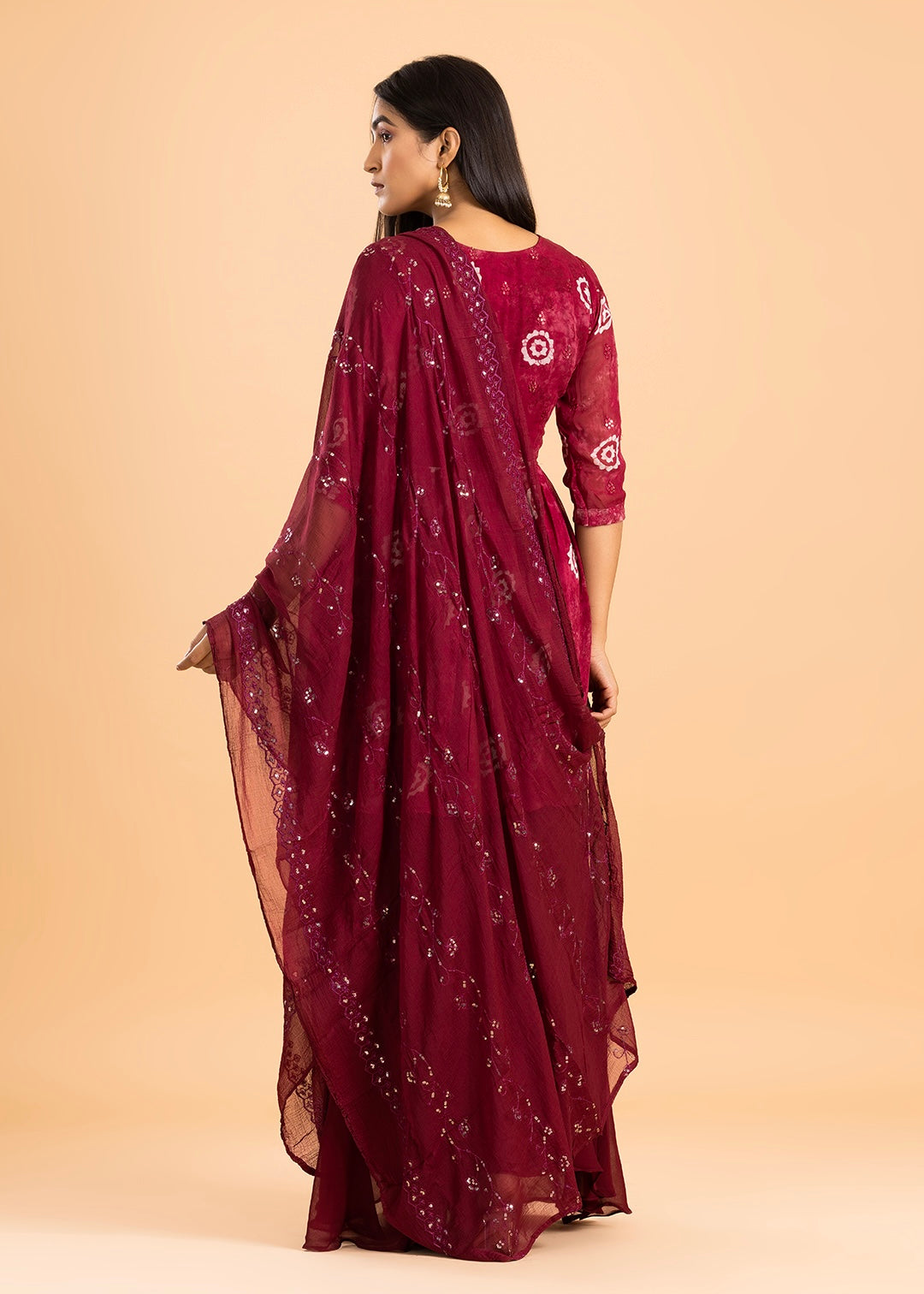 Maroon Readymade Sharara Set in Georgette