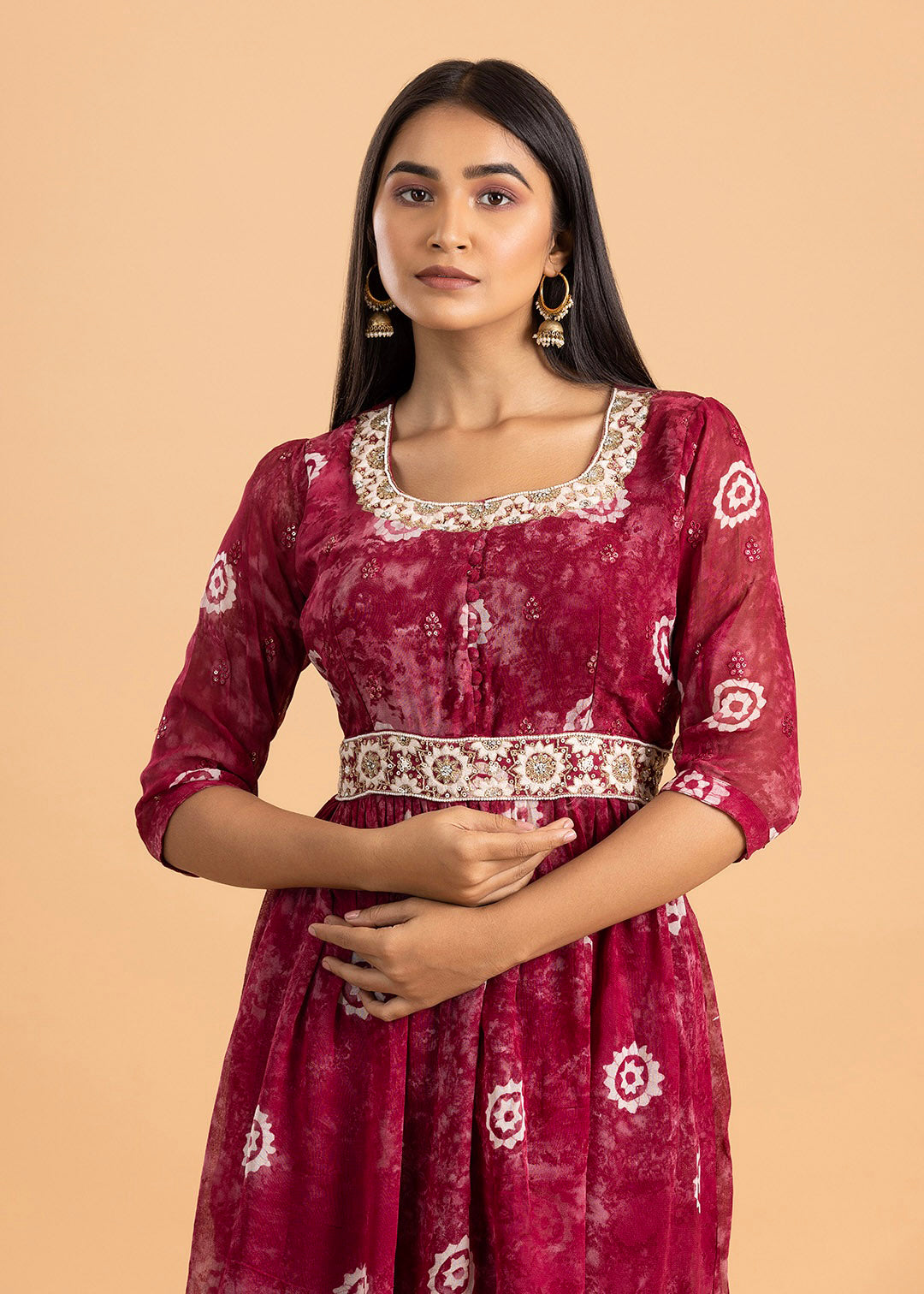 Maroon Readymade Sharara Set in Georgette