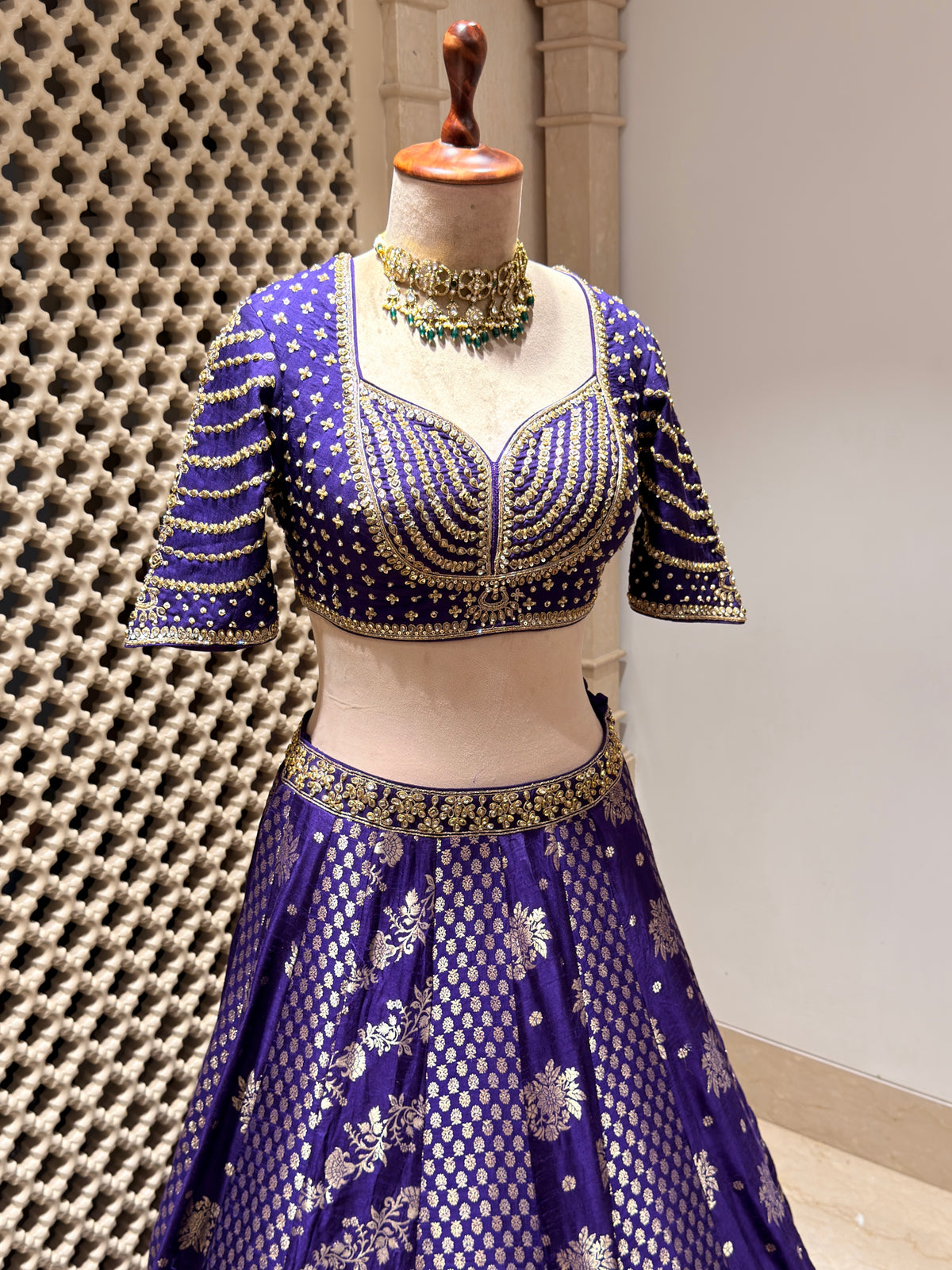 Royal Purple Banarasi Brocade Lehenga with Zari & Sippy Work | Pre-Order