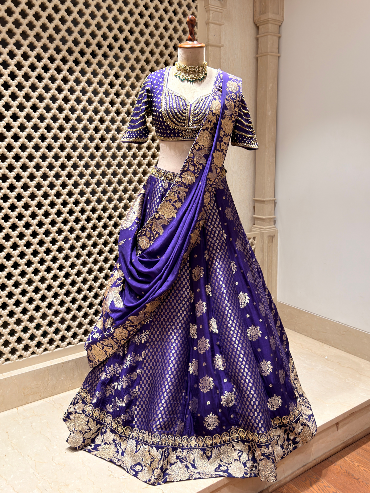 Royal Purple Banarasi Brocade Lehenga with Zari & Sippy Work | Pre-Order