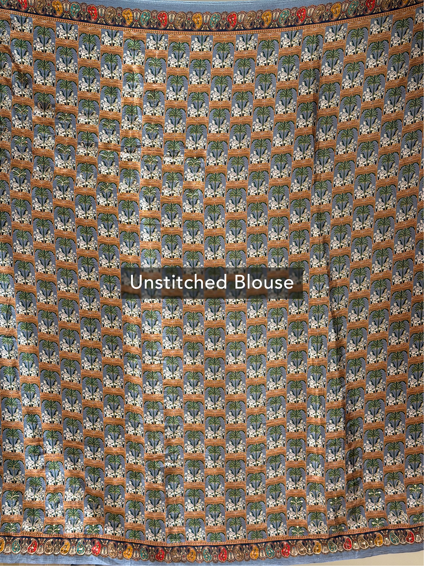 Bemberg Crepe Printed Saree with Hand Embroidery & Mirror Work | Pre-Order